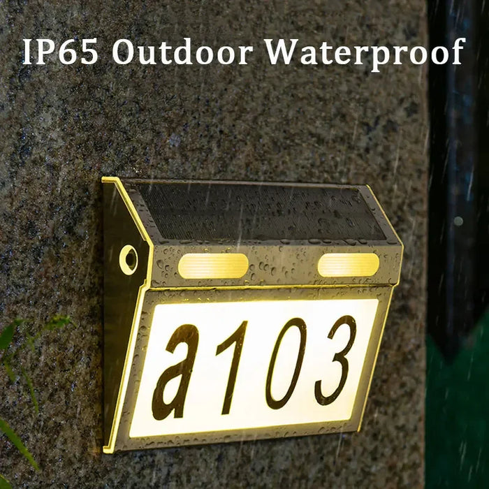 Solar House Number Lights Outdoor Waterproof LED Address Sign Lamp Wireless Sunpower Garden Door Decorative Plaque Wall Light