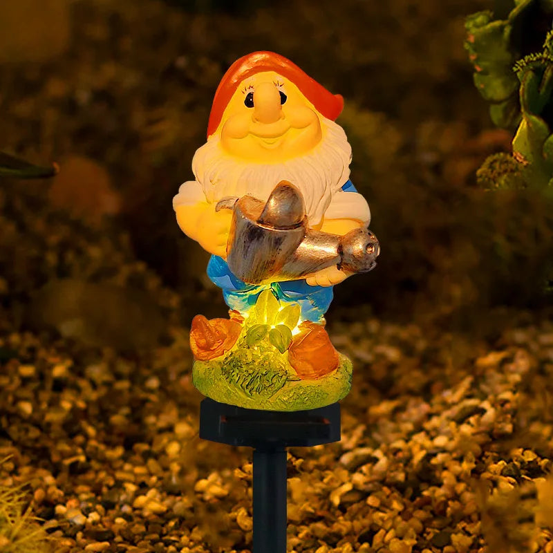 Solar Lamp Watering Dwarf Lamp Resin Crafts Santa Claus Lamp Led Outdoor Lighting Decorative Landscape Lamp Solar Garden Lamp Lawn Lamp for Courtyard Garden Path Lawn Holiday Decoration Christmas