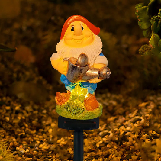Solar Lamp Watering Dwarf Lamp Resin Crafts Santa Claus Lamp Led Outdoor Lighting Decorative Landscape Lamp Solar Garden Lamp Lawn Lamp for Courtyard Garden Path Lawn Holiday Decoration Christmas