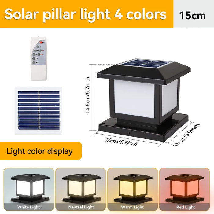 LED Solar Pillar Light Waterproof Solar Lights Outdoor Timed Remote Control Garden Sunlight for Fence Pathway Outdoor Decor Lamp