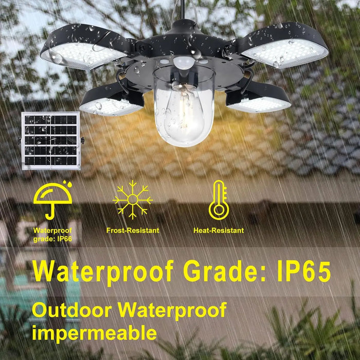 Solar Shed Lights with Motion Sensor Outdoor Indoor 192LED Pendant Light Remote for Barn Garage Garden Home 5M Line Lamp
