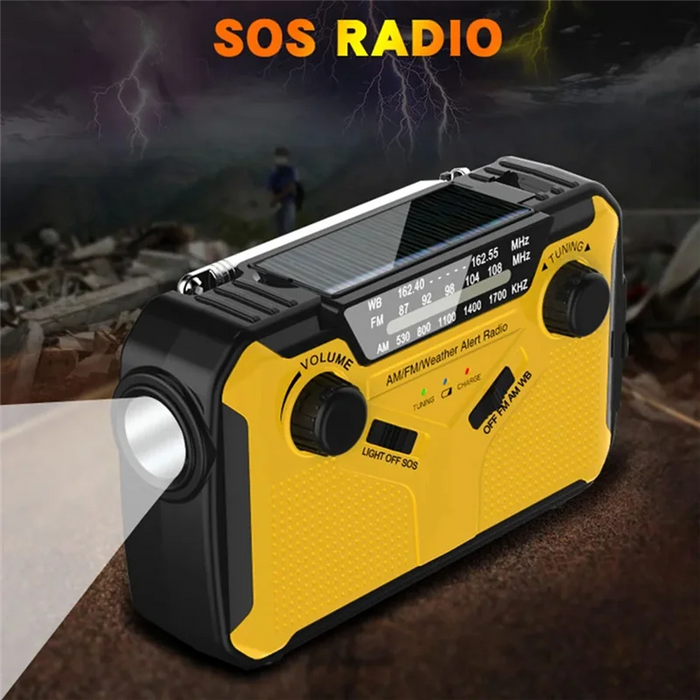 ELECT-Emergency Radio Solar Hand Crank Radio AM/FM Radio LED Flashlight SOS Alarm Power Bank Speaker