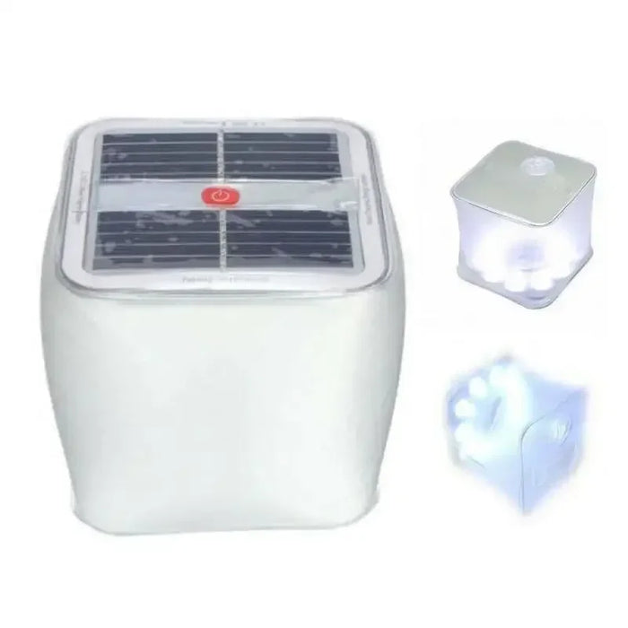 Solar Power Inflatable Camping Lights Outdoor LED Lamp Frosted Square Solar Panel Shed Light Emergency Hiking Lighting