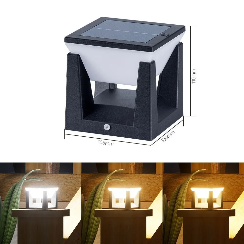 Solar Pillar Lights for Fence Garden Waterproof Landscape Column Lighting Modern LED Solar Cap Lamp for Flat Surfaces Lighting