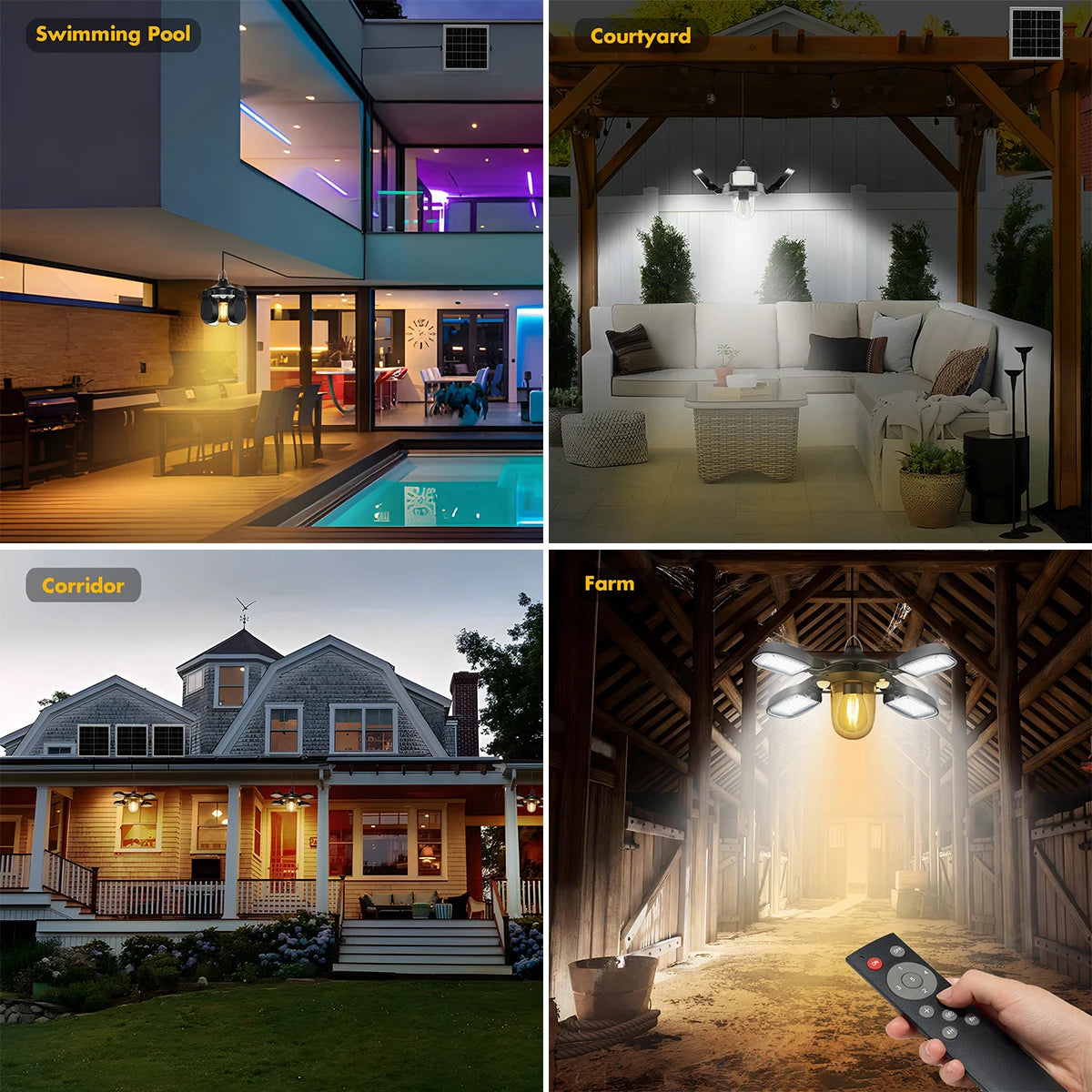 192led Solar Powered Barn Light Solar Shed Light for Indoor and Outdoor 1000LM Dual Motion Sensor Solar Pendant Light For Gazebo