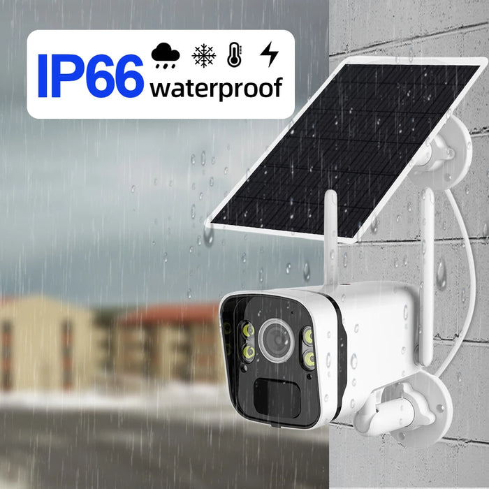 Solar Panel Camera Wifi outdoor HD 5MP 2K 9600mAh Rechargeable Battery PIR Human Detection Audio 100% wire-free Security Camera