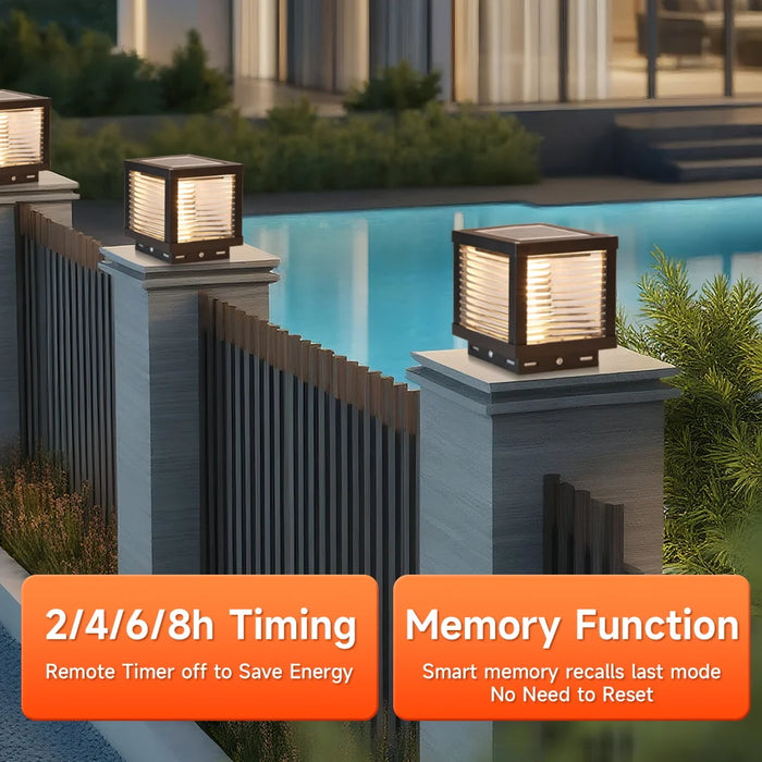LED Solar Pillar Lights Replaceable Bulb Outdoor Solar Garden Lamps Connect Electricity Sunlight for Fence Pathway Outdoor Decor
