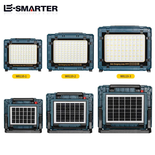 Rechargeable Solar Flood Light Outdoor Portable LED Reflector Spotlight IP66 Waterproof Camping Work Light Floodlight