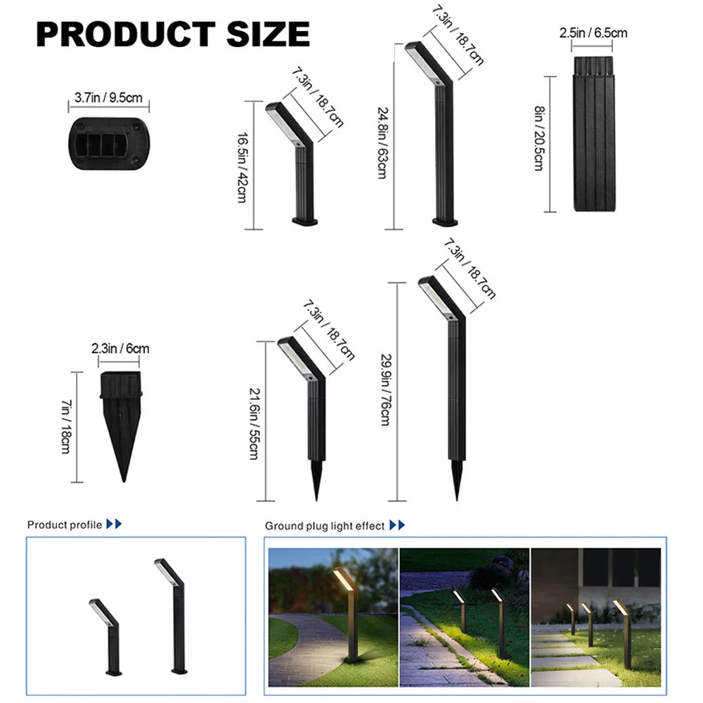 Solar Pathway Lights Outdoor Adjustable Head Solar Path Lights 4Modes 2200 MAh Waterproof  Solar Powered Landscape Light Garden