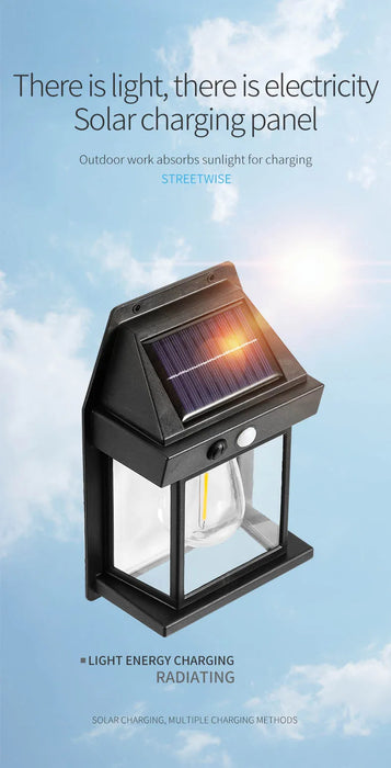 Solar Wall Lights Outdoor Tungsten Waterproof Wireless Motion Sensor Security Lamps Dusk to Dawn Lighting for Garden 1PCS NEW