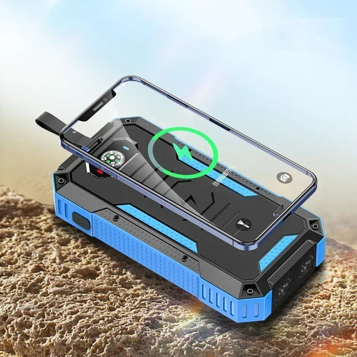 Solar panels Power bank Wireless charging solar phone charger 99000mAh with Camping Lamp Mobile Phone Charger USB Power bank