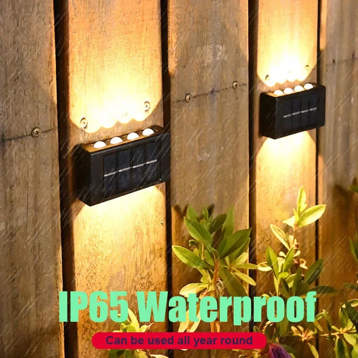 4/6/8/10LED Solar Wall Lamp Outdoor Waterproof Up and Down Luminous Lighting for Garden Fence Decoration Sunlight Light