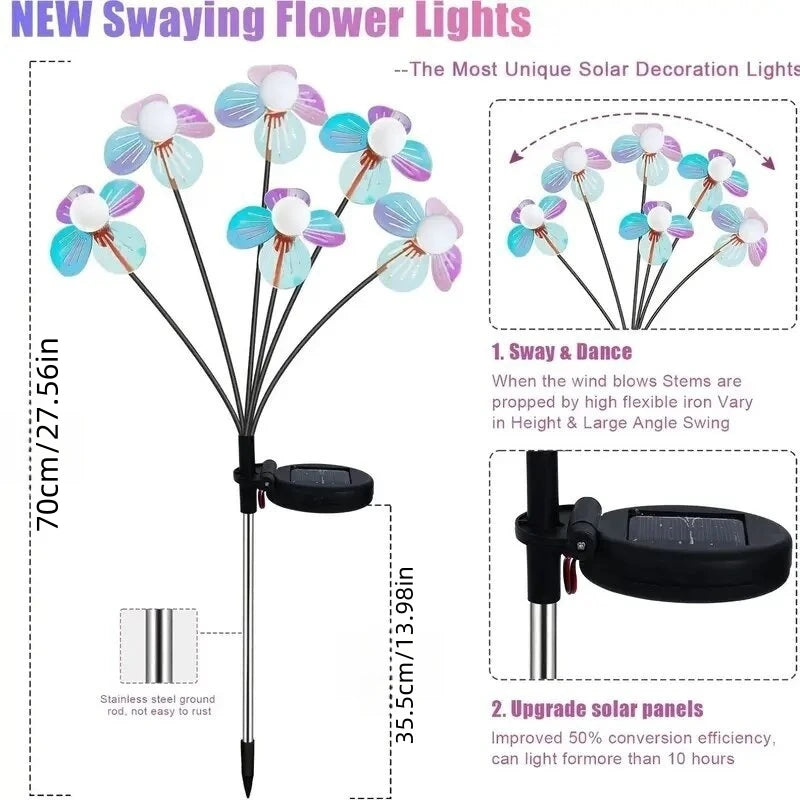Solar Firefly Flower LED Light,Outdoor Waterproof 2 Modes Decoration Fairy Lamp,Landscape Lighting For Garden,Lawn,Patio,Pathway