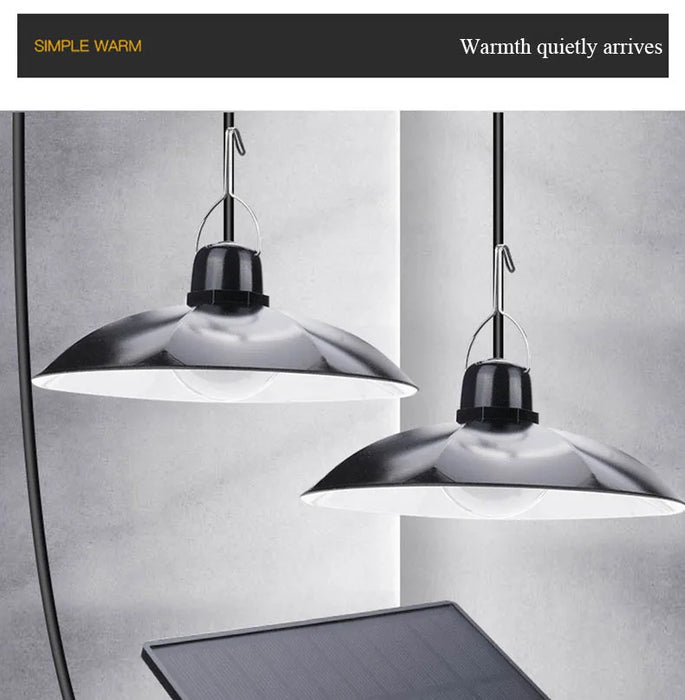 Solar Powered Pendant Light Single/Double Head Outdoor Waterproof LED Light With Remote Control Pendant Light Camping Garden