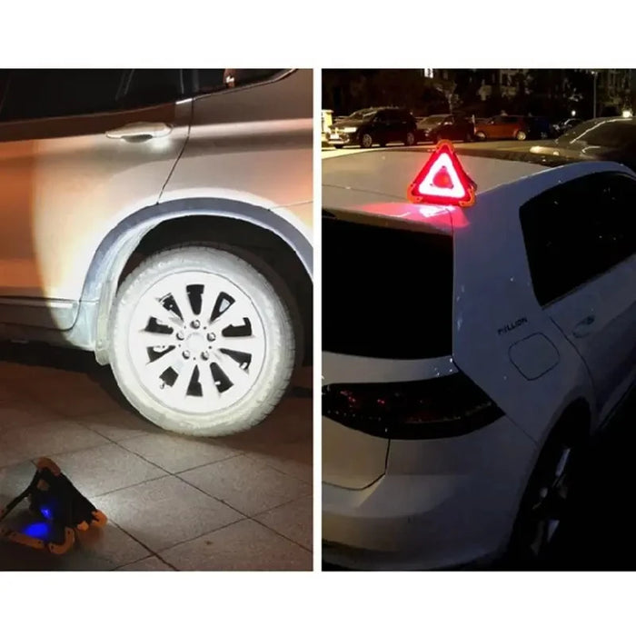 3 in 1 Solar Car Emergency Triangular Warning Light Safety Emergency Breakdown Alarm Lamp Portable Solar Light Camping Working