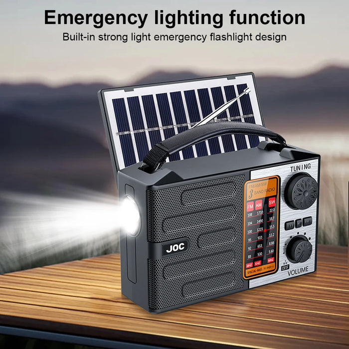 Solar Radio Portable AM FM SW Radio with Flashlight & BT Speaker Full Band Radio Emergency Radio for Outdoor Camping Emergency