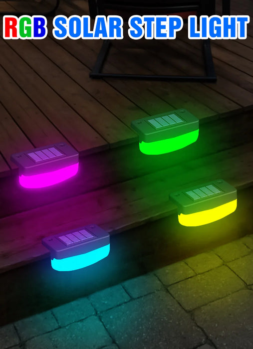 RGB LED Solar Deck Light Outdoor Waterproof Garden Step Lamp Patio Stairs Railing Courtyard Fence Decor Lighting Cold/Warm White