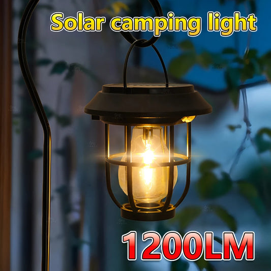 1200LM Warm Solar Camping Lights Lawn Lights Wall Lamps Solar Outdoor Lights Courtyard Garden Decoration Night Light Mood lights