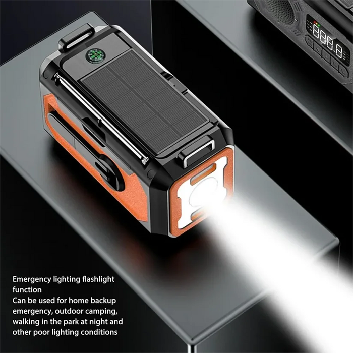 Hand Cranked Solar Powered Portable AM/FM/NOAA Weather Radio 12000mAh With LED Flashlight Portable Power Bank Outdoor Radio