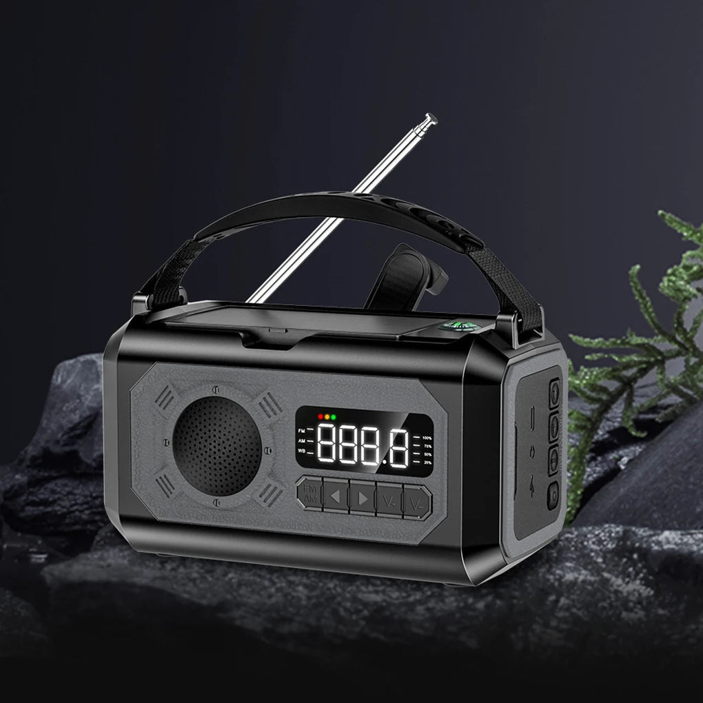 12000mAh Weather Radio AM/FM/NOAA Multifunction Radio Hand Crank Solar Portable Emergency Radio Reading Lamp for Outdoor Camping