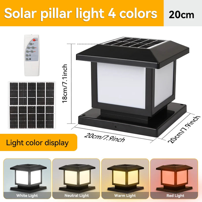 LED Solar Pillar Light Waterproof Solar Lights Outdoor Timed Remote Control Garden Sunlight for Fence Pathway Outdoor Decor Lamp