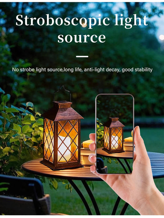 New Solar Palace Lantern Outdoor Solar Lights Lawn Landscape Hanging Atmosphere Candle Lamp Waterproof Floor Yard Garden Decor