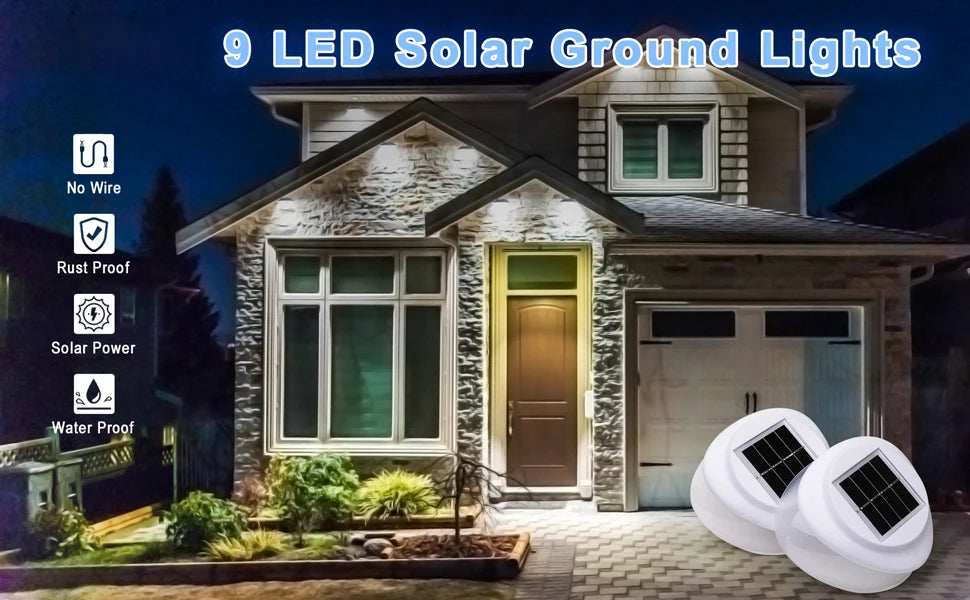 Solar Garden Gutter Lights Outdoor, 9 LED Deck Fence Lights Waterproof for Wall, Deck, Fence, Stair, Step and Yard Decor