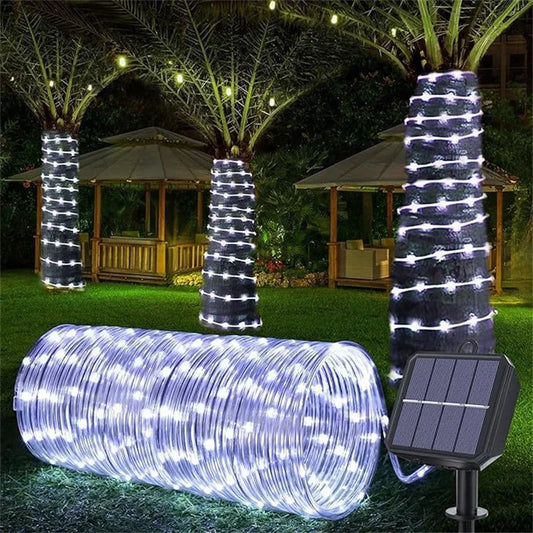 Solar Outdoor Fairy Lights LED Festoon Tube Rope String Light Summer Garden Fence Wedding Party Balcony Decoration Solar Garland