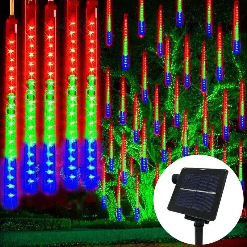 LED Meteor Shower String Light Christmas Wedding Party Solar Garland Lamp Summer Garden Decoration Festoon Solar Outdoor Lights