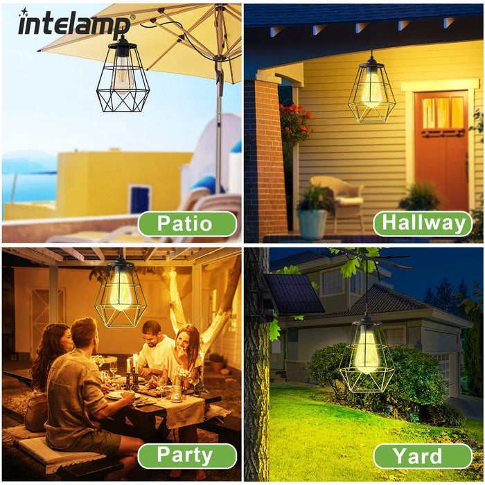 Solar Shed Lights Outdoor Indoor, Led Dusk to Dawn Battery Powered Pendant Lights, Waterproof Solar Hanging lamp for Gazebo Barn