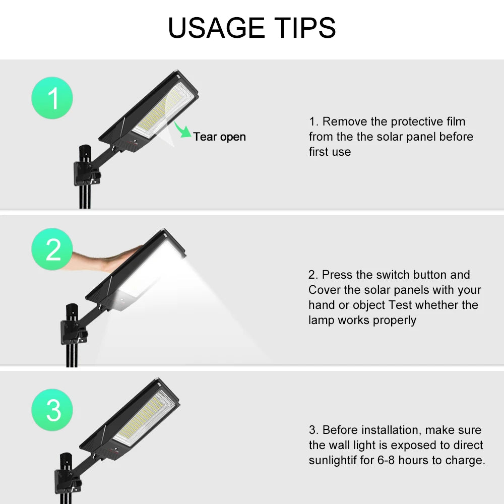 LED Solar Light With Remote 3 Working Mode Solar Street Light Super Bright Outdoor Garden Waterproof Motion Sensor Solar Lamp