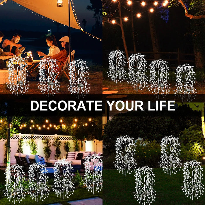 Solar-Powered Garden Lights Outdoor Waterproof Firecracker Fireworks Lights for Patio Pathway Lawn Party Camping Decoration