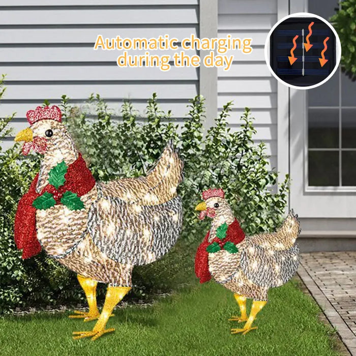 Courtyard Christmas Led Solar Night Lights Outside Garden Decoration Ornaments Chicken Hen Glowing Pastoral Chickens Lamps 2024
