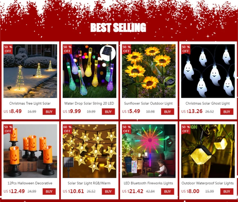 Solar Flower String Lights Outdoor Waterproof LED Fairy Lamp Decoration for Garden Fence Yard Christmas Home Party Decor