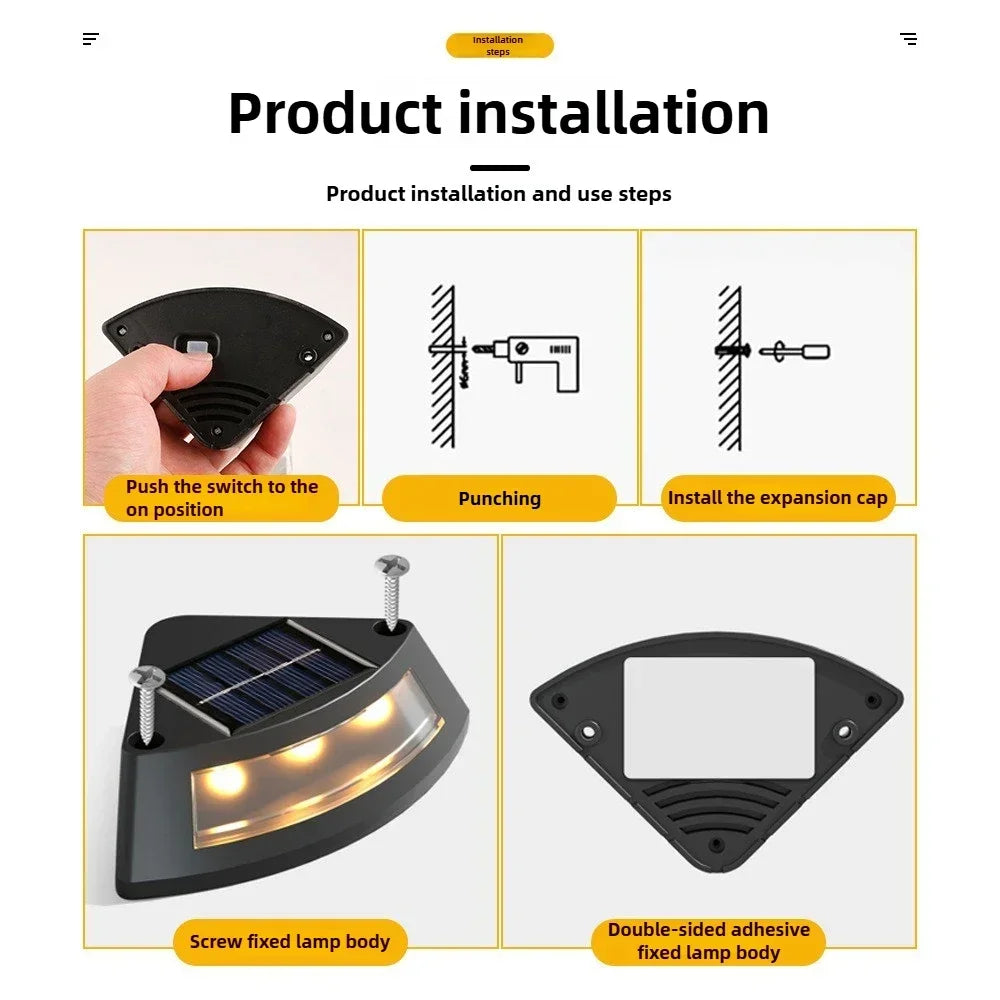 Outdoor Solar Step Lamp LED Decorative Lighting for Home Garden Staircase Patio Walkway Steps - Energy Efficient Garden Lights