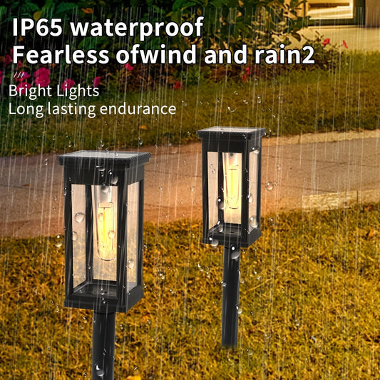 Retro Solar Pathway Warm Lights Outdoor Waterproof Solar Powered Garden for Walkway Yard Backyard Landscape Lighting Decorative