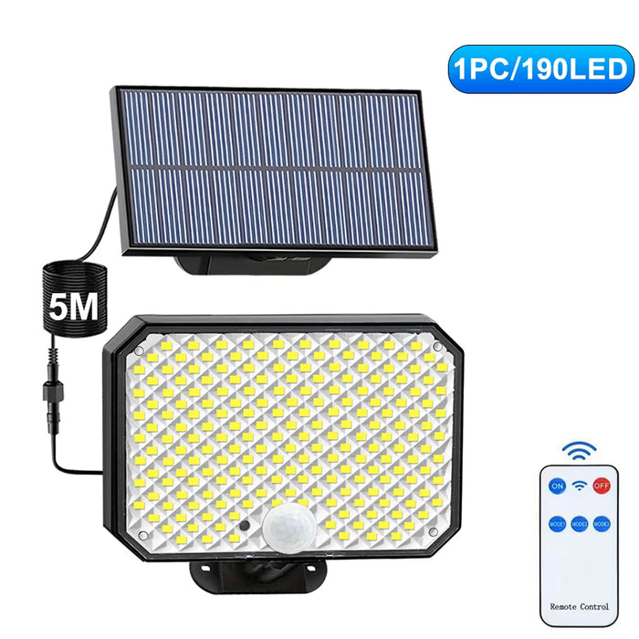 Solar Security Lights 190LED Solar Lights Outdoor Motion Sensor Waterproof 3 Modes   Solar Flood Wall Lamp Yard Garage Garden