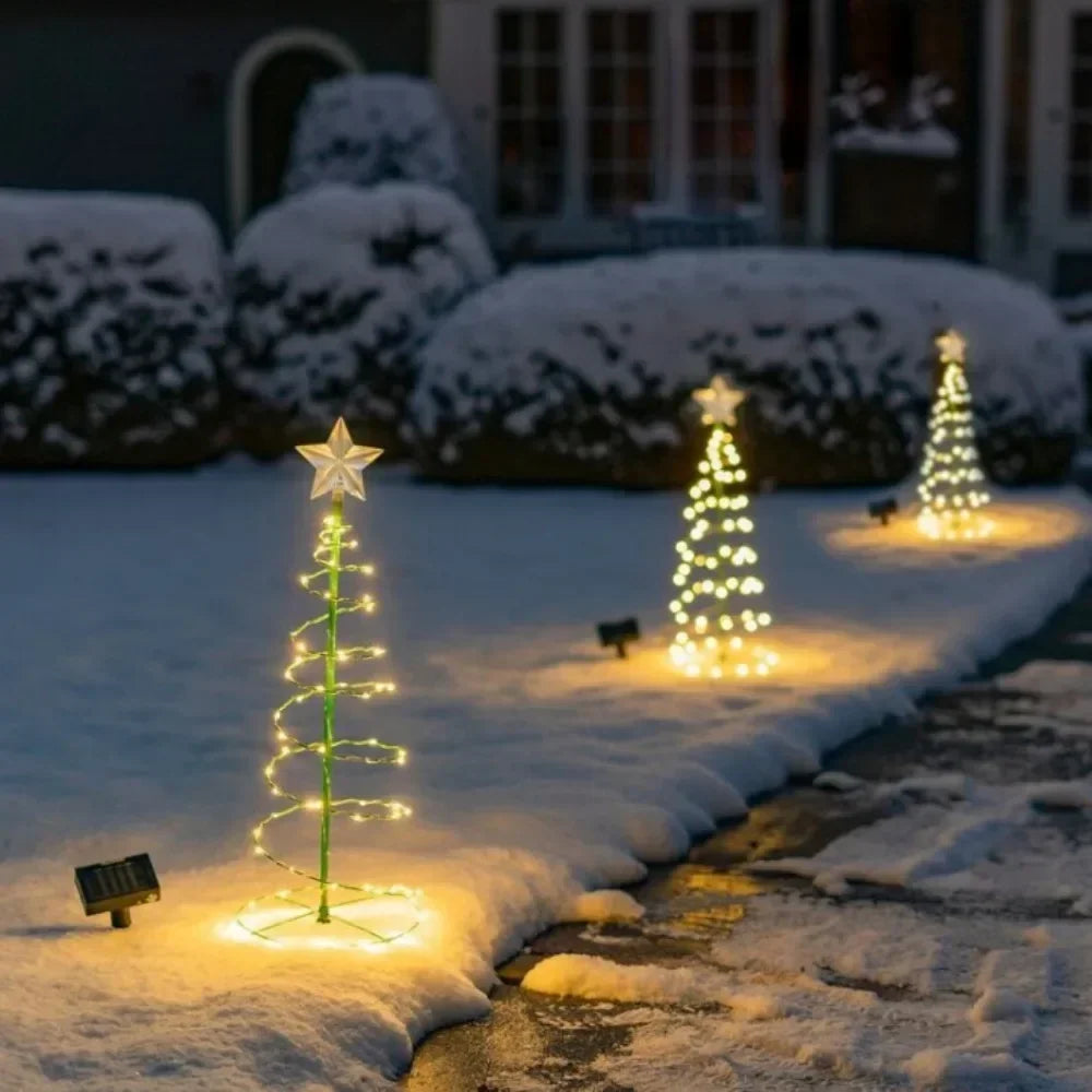 LED Solar Christmas Lights Garden Lights Folded Christmas Tree Lamp Decorations Outdoor Solar Light Christmas Decoration