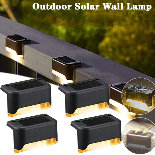 Solar Deck Lights 4 PacK Outdoor Step Lights Waterproof Led Solar Lamp for Railing Stairs Step Fence Yard Patio and Pathway