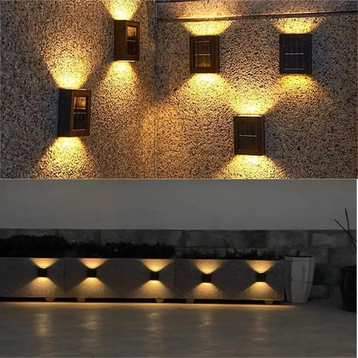 Solar Up and Down Spot Lights Outdoor, Street Wall Light Lamp Solar Powered Sunlight Waterproof Solar Lamp Garden Decorative