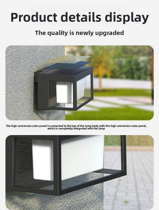 Outdoor Solar Pillar Light Garden Light European Solar Fence Wall Light Waterproof Porch Lights Balcony Door Garage Decor ﻿