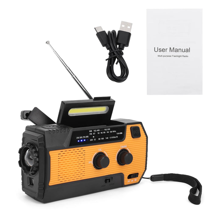 Multi-function Emergency Radio Hand Crank Emergency Radio Solar Crank Portable Outdoor Radio with USB Charging and SOS Alarm