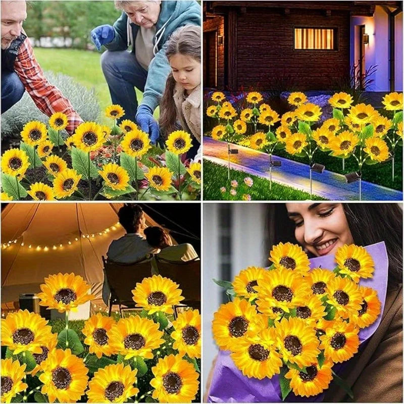 Solar Sunflower Light Solar LED Sunflower Light | Outdoor Decorative Ground Insert Landscape Light | Yellow Flower Decoration