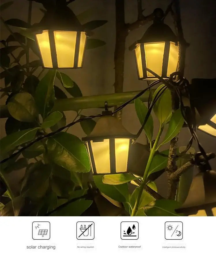 Outdoor Solar String Lights 5m 20 Lanterns Waterproof Decor Patio Lamp Christmas Backyard Deck Fence Courtyard Sun Fairy Light