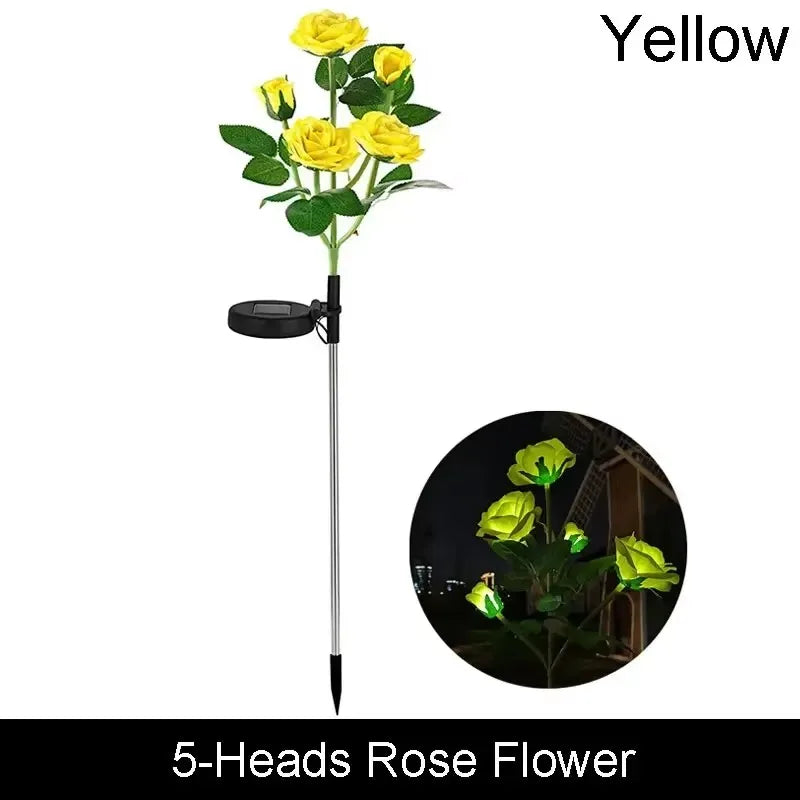 Solar Garden Lights LED Solar Flowers Rose Lawn Lamp  Outdoor Waterproof Outside Light for Patio Yard Garden Wedding Xmas Decor