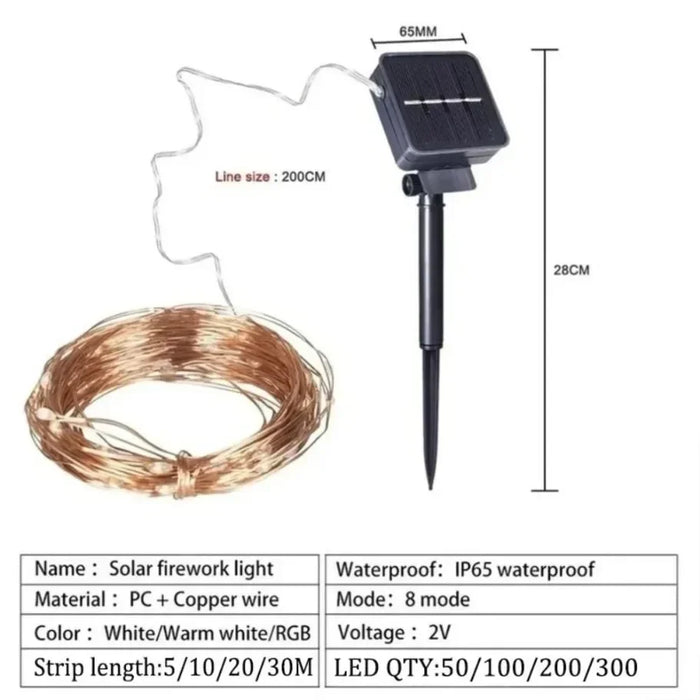 32/22M Solar String Lights Outdoor Waterproof Fairy Garland Lights 300LED 8 Modes Christmas Party Garden Patio Wedding Decor