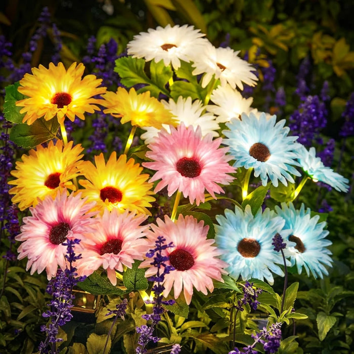 Solar Garden Flower Lights Outdoor Fabric Daisy Lavender Flowering Vine‌ LED Landscape Decorating for Yard Patio Flowerpot