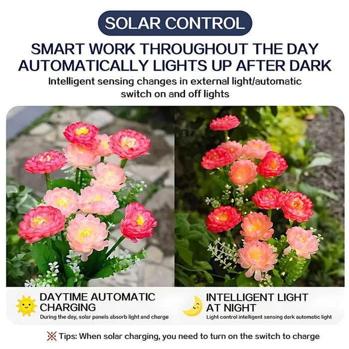 Solar Snow Flower Lights For Outdoor Courtyard Decoration LED Simulation Flower Lights Solar Lawn Lights For Garden Lights