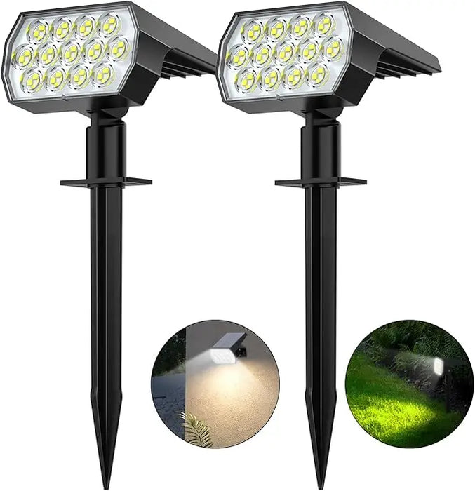 Solar Spot Lights Outdoor52 LED 3 Modes Solar Landscape Spotlights IP65 Waterproof Wall Lights for Walkway Yard Garden
