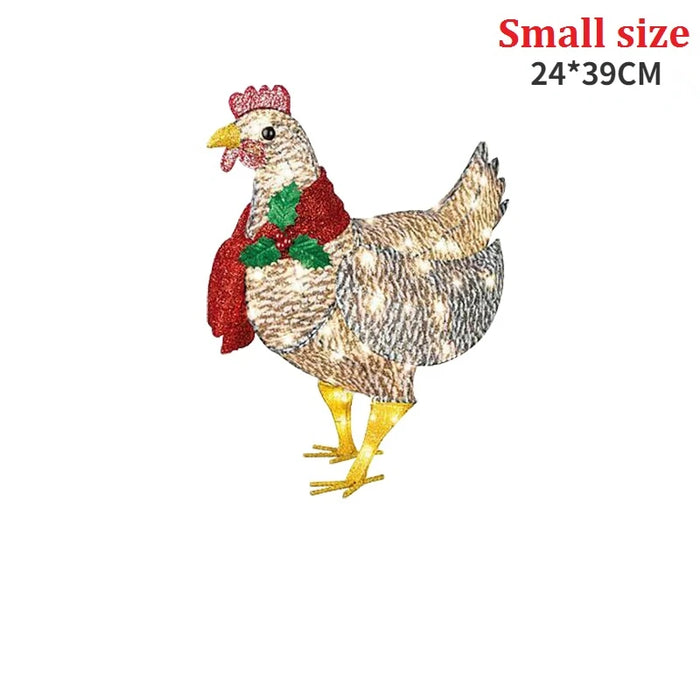 Courtyard Christmas Led Solar Night Lights Outside Garden Decoration Ornaments Chicken Hen Glowing Pastoral Chickens Lamps 2024
